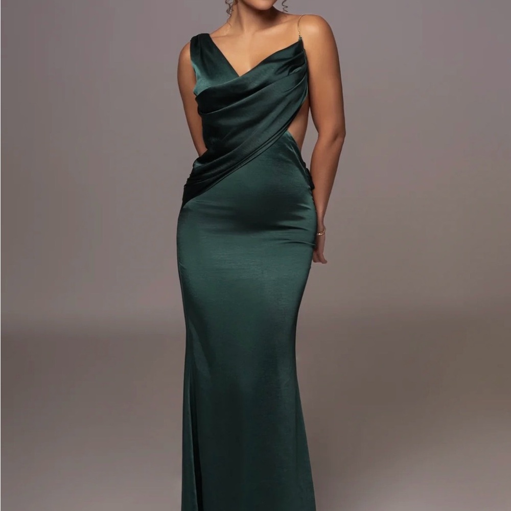 Elegant Satin Dark Green Emerald Evening Prom Bridesmaid Dress